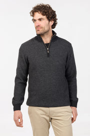 Textured Possum Merino Half Zip Sweater